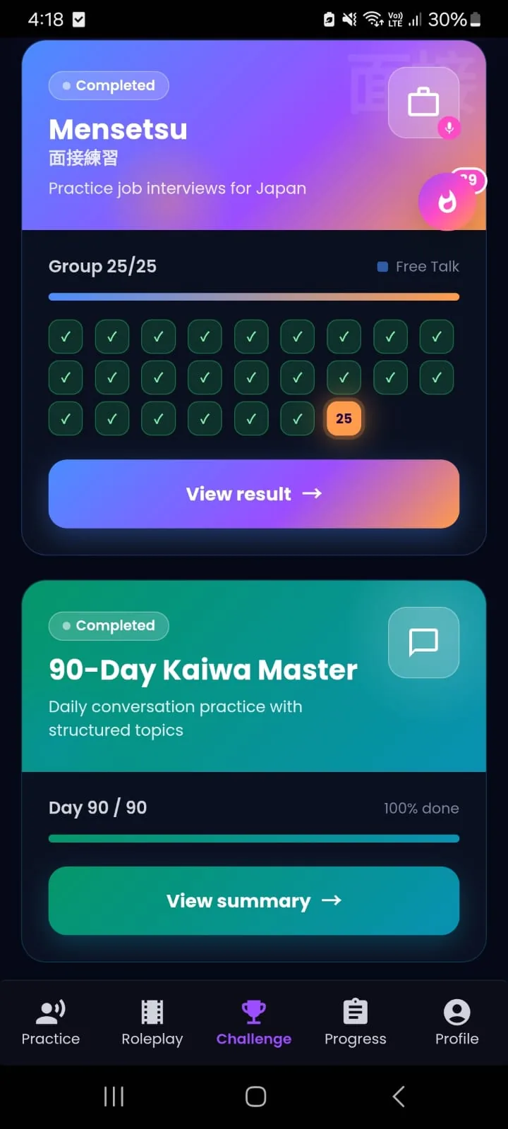 Screenshot, Challenge 90 Hari Kaiwa